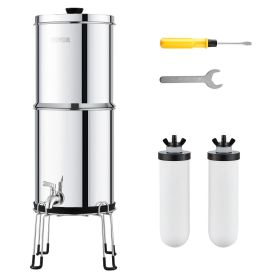 VEVOR 2.25G Gravity-fed Water Filter Countertop System Stainless Steel 2 Filters