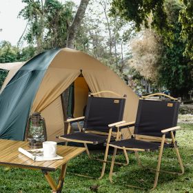 Folding Camping Chairs Set of 2 Lightweight Portable Armchairs for Outdoor Festivals Fishing Beach Black