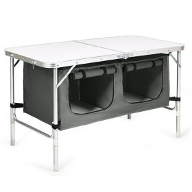 Height Adjustable Folding Camping  Table (Color: Gray)