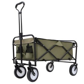 Collapsible Foldable Wagon Cart with strapping system Beach Wagon Utility Cart Utility Wagon Grocery Cart for for Camping Shopping Sports Gardein (Color: as Pic)